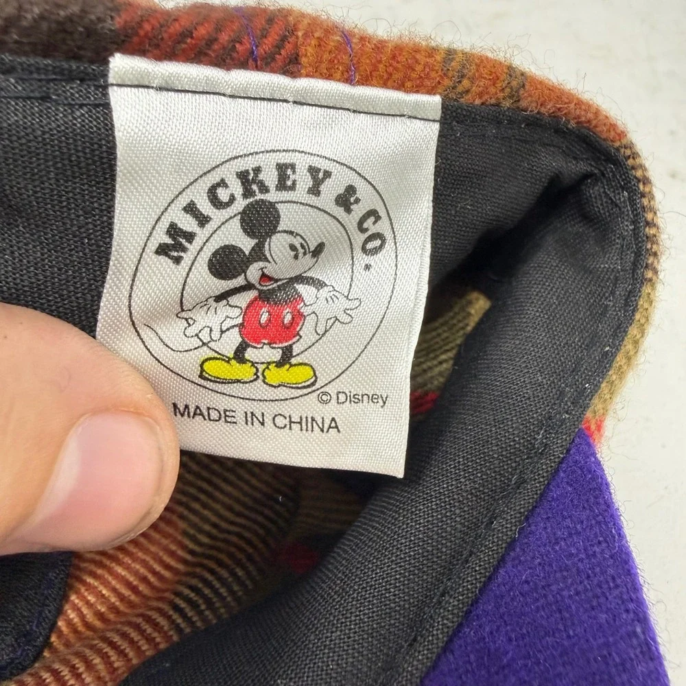 Vintage Mickey & Co Disney Wool Plaid Hat Purple Brim Fresh Caps Mens OSFM